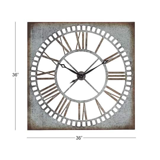 Gray Farmhouse Metal Wall Clock
